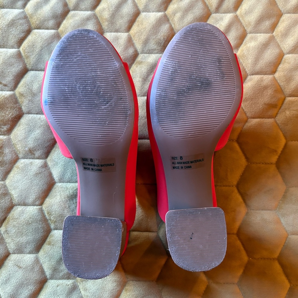 Lulu's Vibrant Orange Heeled Mules - Picture 7 of 9